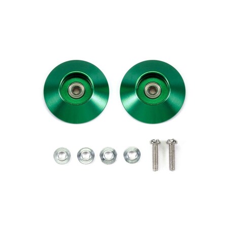 Tamiya HG 19 mm Tapered Aluminum Ball- Race Rollers, Ringless - Green TAM95609